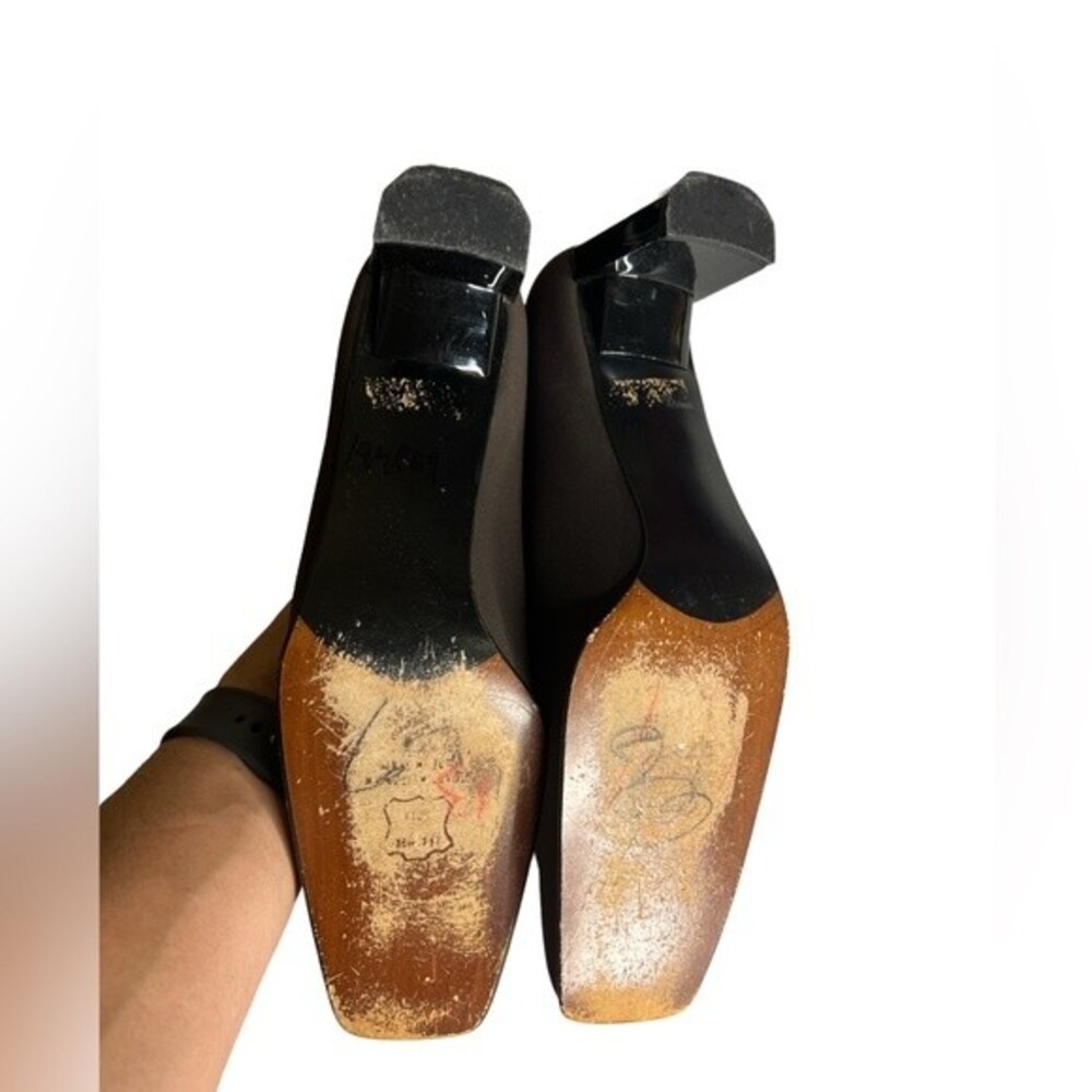 Stuart Weitzman Brown Block Heel Square Toe Pump … - image 4